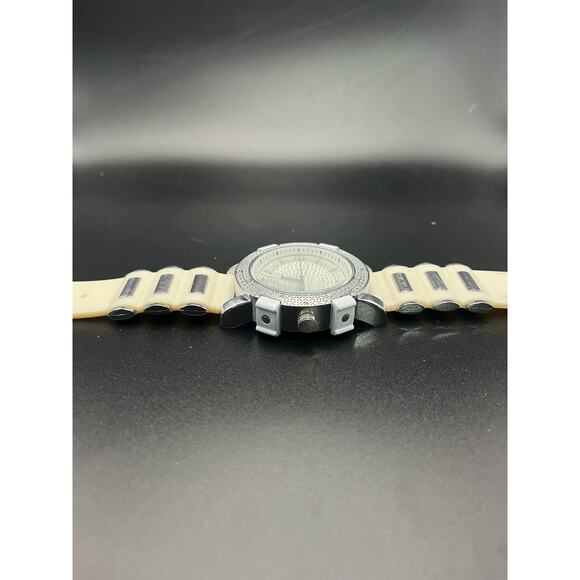 Techno Pave hiphop Bling Unisex white wristwatch - Picture 6 of 6